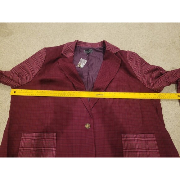 NWT G by Giuliana Black Label Women's Plus Size 3X Blazer Jacket Violet Plaid - Picture 4 of 13